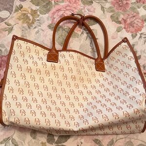 Dooney & Bourke Stylish Brown and Cream Tote Bag